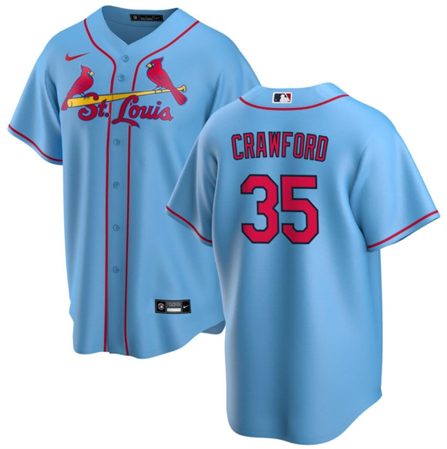Men's St. Louis Cardinals #35 Brandon Crawford Blue Cool Base Stitched Baseball Jersey
